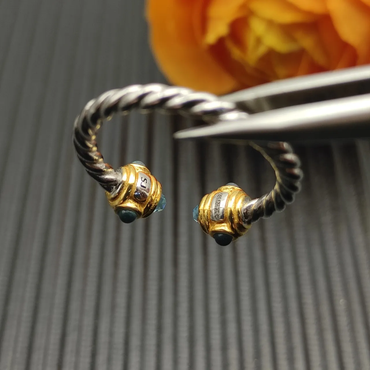 Silver Gold Twisted Rope Band Dual-Tone Metal Ring 7