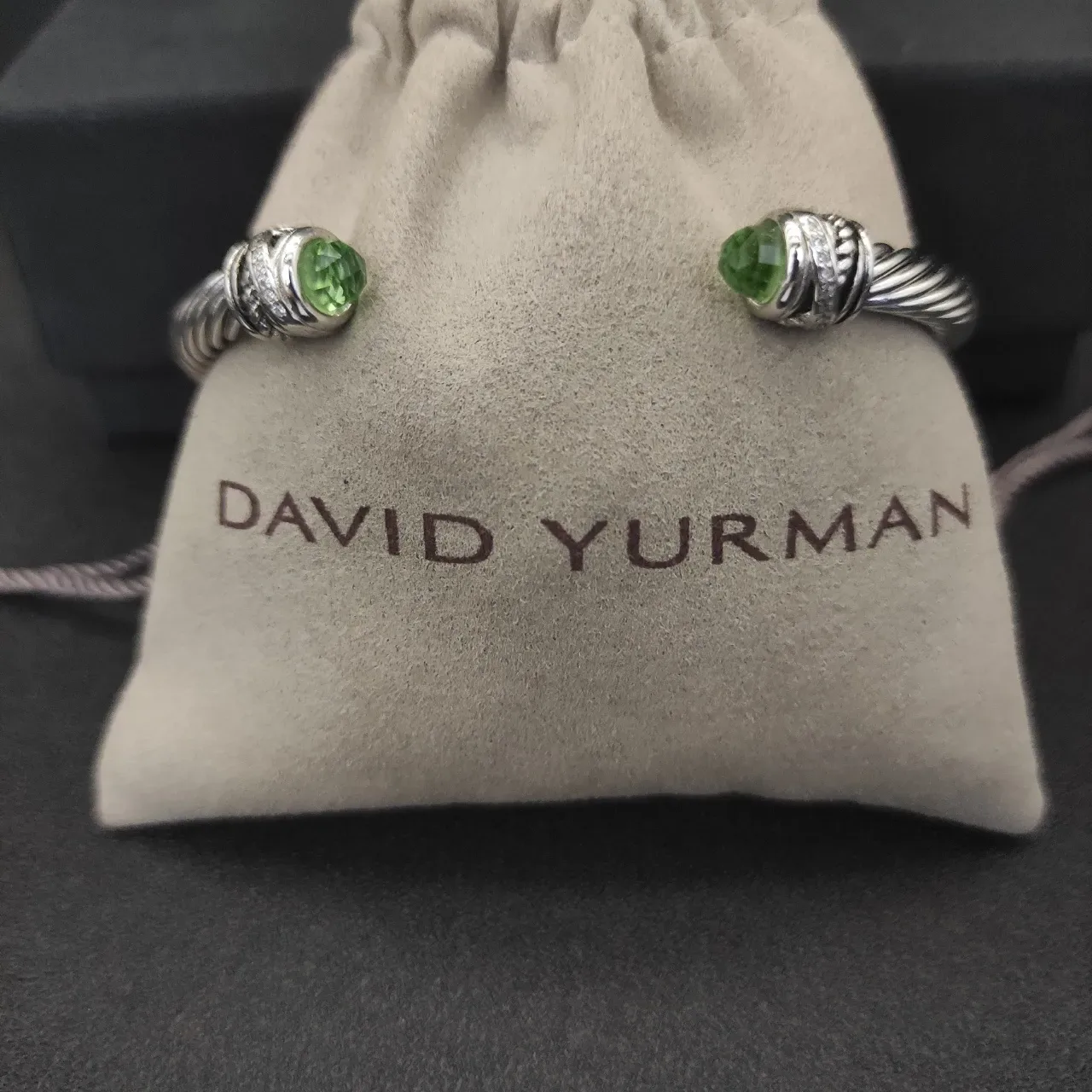 Silver Green Twisted Cable Construction Faceted Gemstone Terminals Jewelry 7