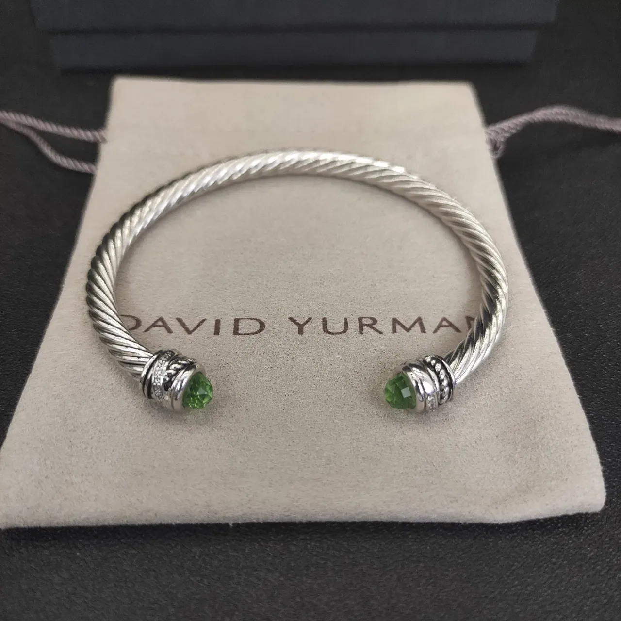 Silver Green Twisted Cable Construction Faceted Gemstone Terminals Jewelry 9