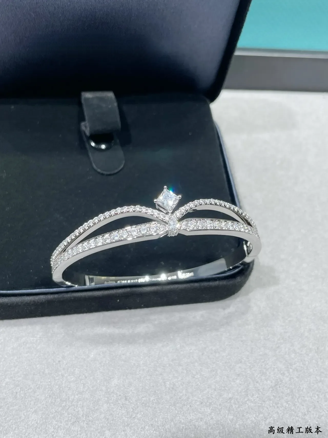 Silver Pavé-Set Dual-Band Bracelet 8