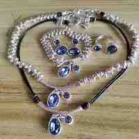 Silver Pink Coiled-Link Chain Faceted Turquoise Stones Necklace 4