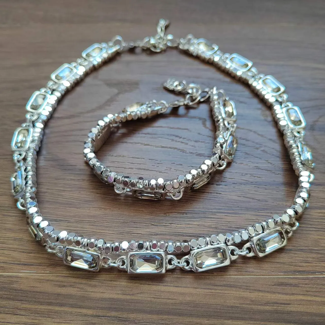 Silver Pink Coiled-Link Chain Faceted Turquoise Stones Necklace 5
