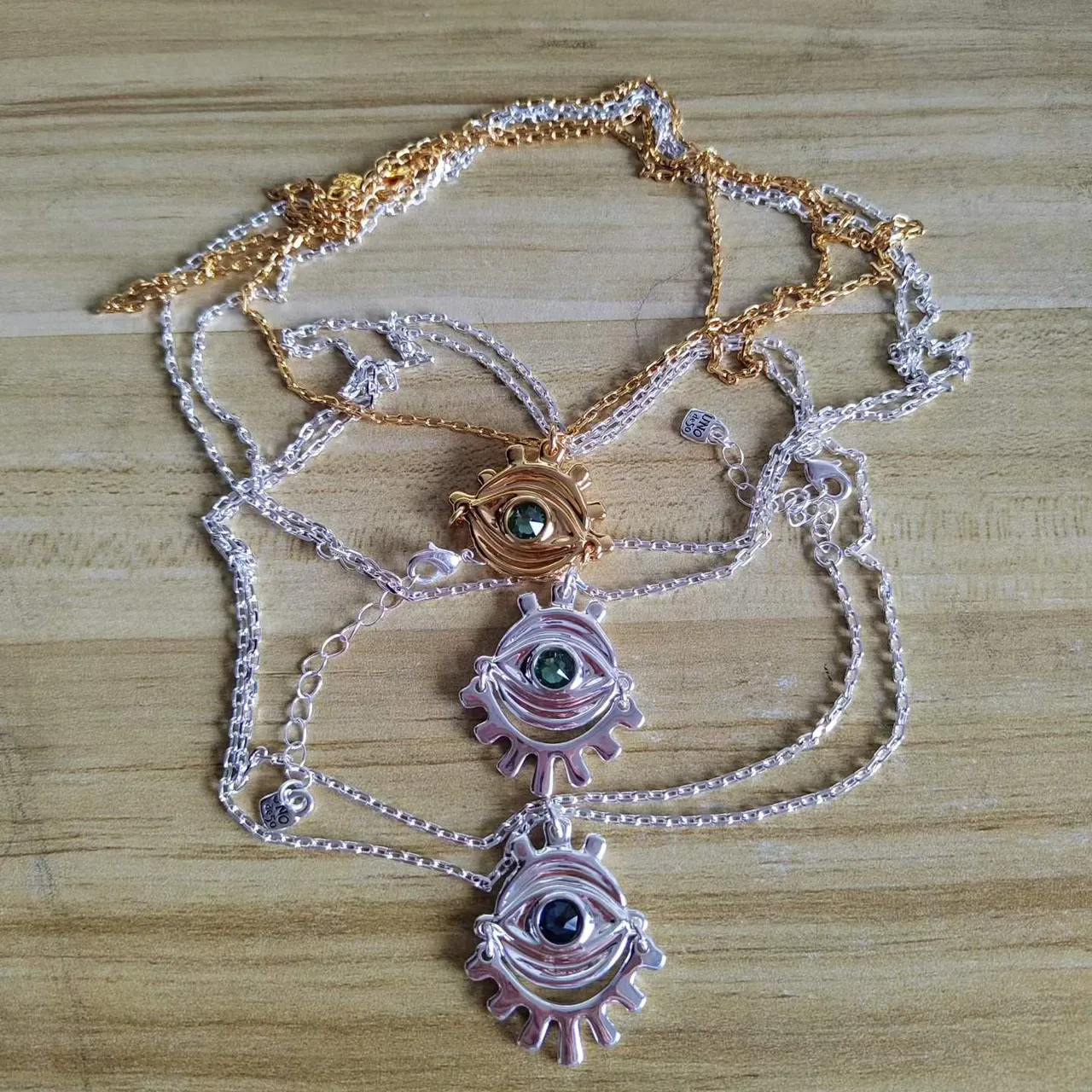 Silver Pink Coiled-Link Chain Faceted Turquoise Stones Necklace 10
