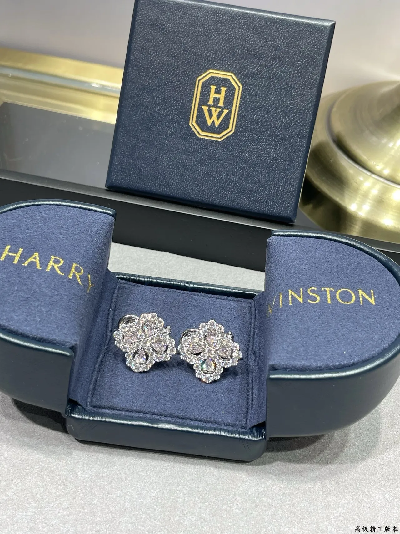 Silver Pink Floral Quatrefoil Motif Pave-Set Clear Stones Earrings 8