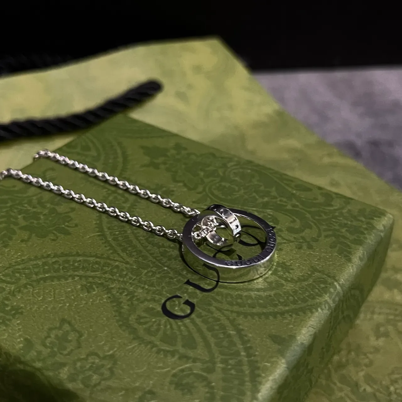 Silver Thin Curb Chain Minimalist Open Ring Pendant Jewelry 3