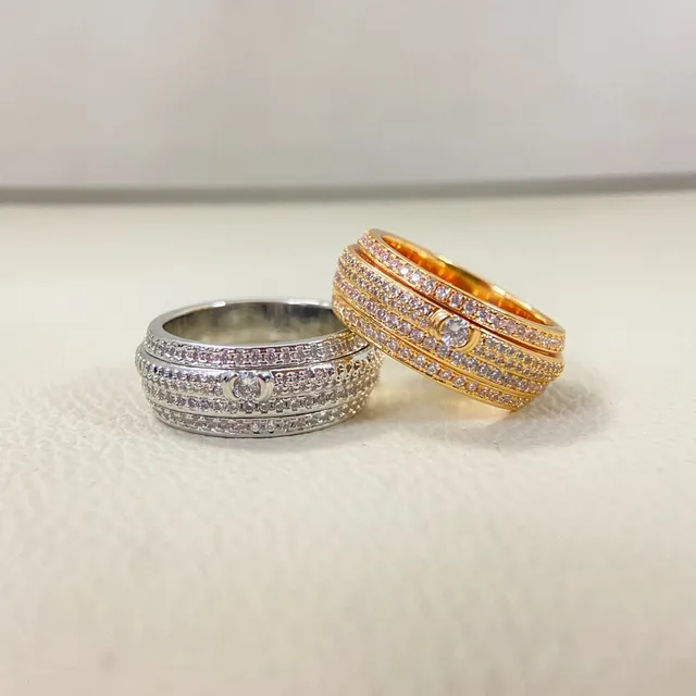 Silver-Tone and Gold-Tone Pavé-Set Stackable Multi-Band Rings 3