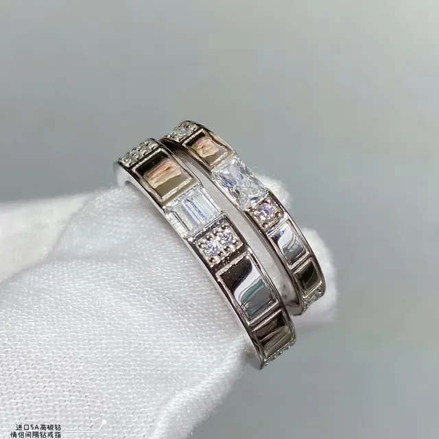 Silver-Tone Channel-Set Baguette and Round Stone Stackable Rings 4