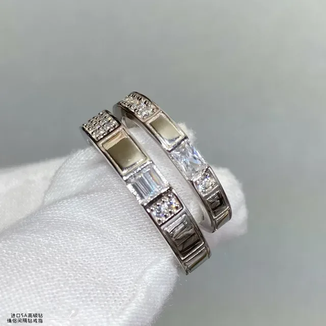Silver-Tone Channel-Set Baguette and Round Stone Stackable Rings 9