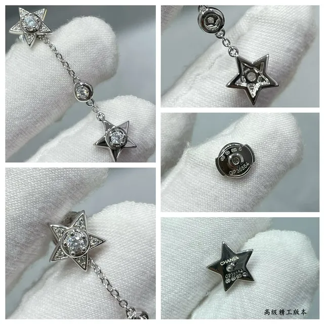 Silver-Tone Crystal Celestial Star Moon Dangling Earrings 3