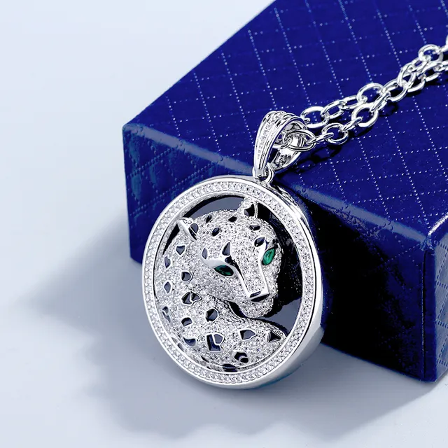 Silver-Tone Panther Motif Pavé Pendant Necklace 4