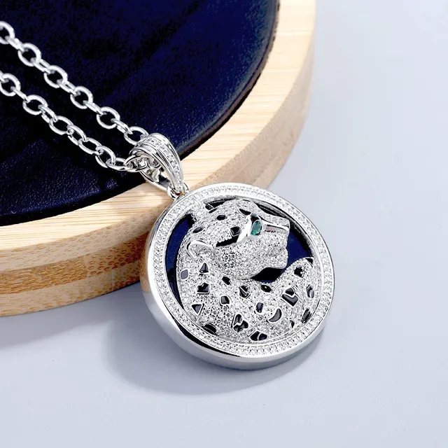 Silver-Tone Panther Motif Pavé Pendant Necklace 6