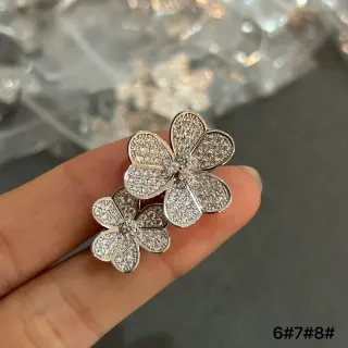 Silver-Tone Pave Crystal Five-Petal Flower Stack Earrings