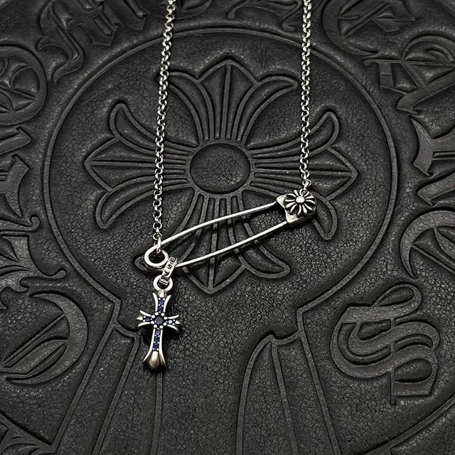 Silver-Tone Safety-Pin Cross Pendant Necklaces 4