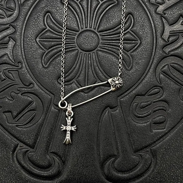 Silver-Tone Safety-Pin Cross Pendant Necklaces 7