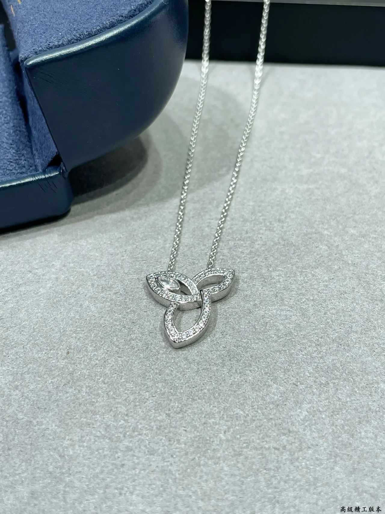 Silver-Tone Triquetra Pavé Pendant Necklace 9