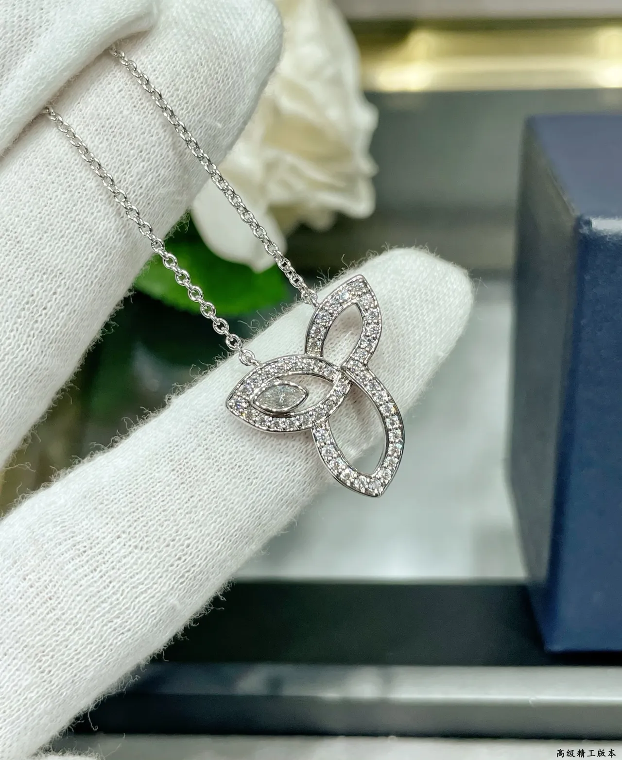 Silver-Tone Triquetra Pavé Pendant Necklace 4
