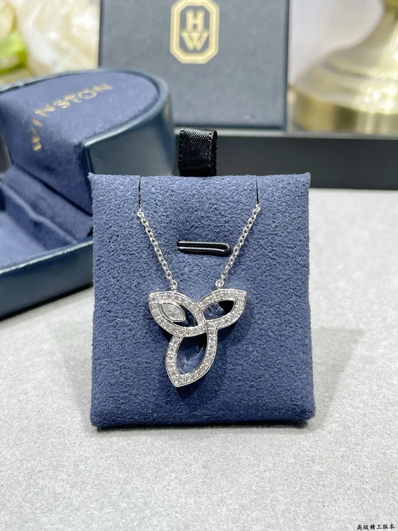 Silver-Tone Triquetra Pavé Pendant Necklace 5