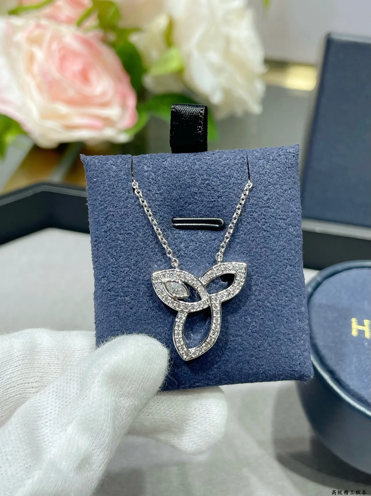 Silver-Tone Triquetra Pavé Pendant Necklace 6