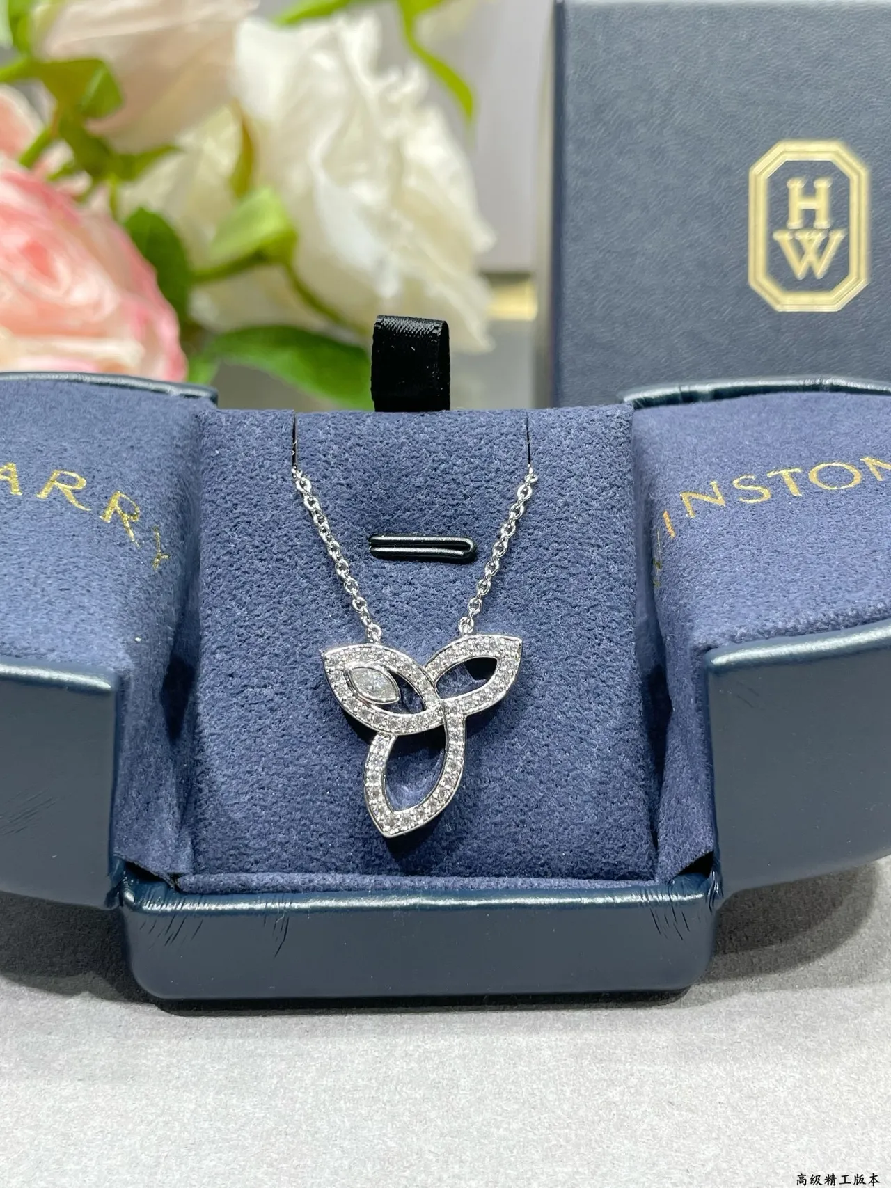 Silver-Tone Triquetra Pavé Pendant Necklace 8