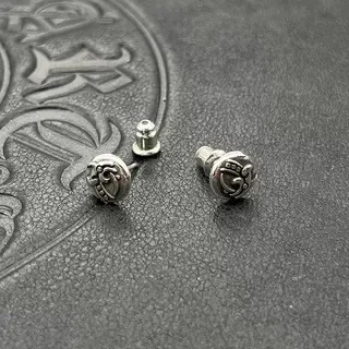 Silver-Toned Engraved Symbolic Motif Stud Earrings 6