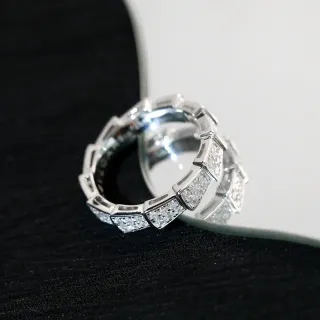 Silver-Toned Geometric Pavé Ring