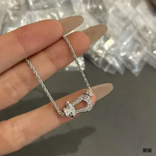 Silver-Toned Pave Crystal Horseshoe Pendant Necklace