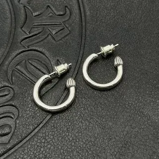 Silver-Toned Textured End Hoop Earrings