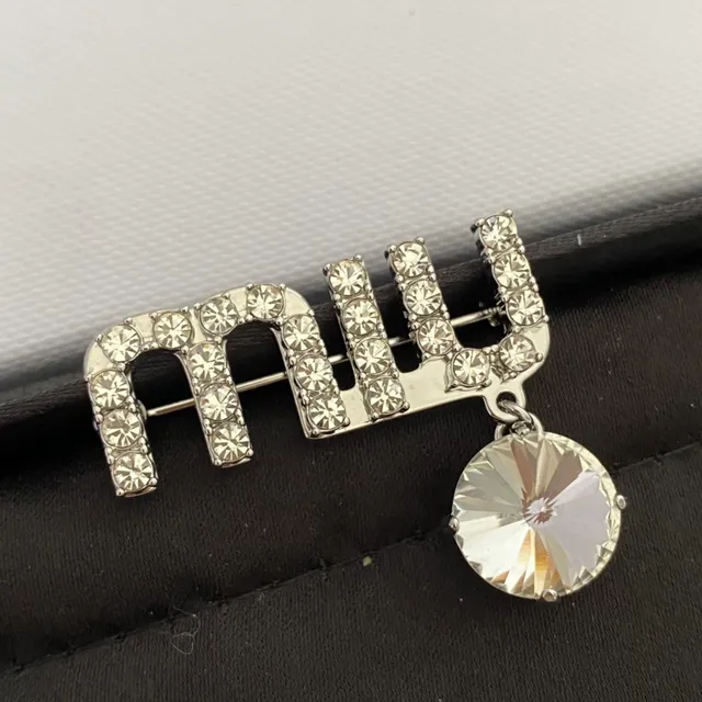Silver Transparent Crystal-Embellished Dangling Pendant Brooch 6