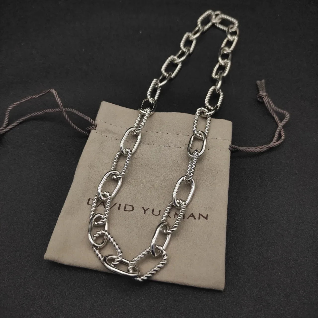 Silver Twisted Rope and Oval Link Chunky Chain Necklace 3