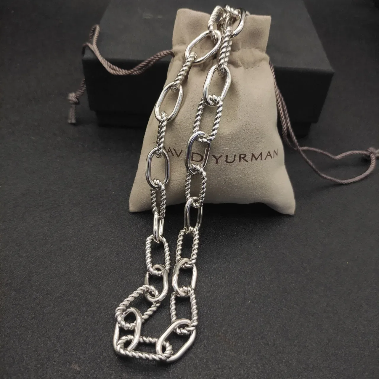Silver Twisted Rope and Oval Link Chunky Chain Necklace 5