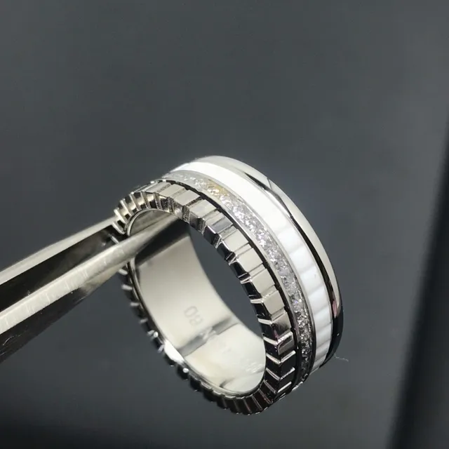 Silver White Multi-Band Construction Pavé-Set Stones Ring 3
