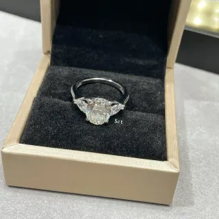 Silver White Three-Stone Design Round Brilliant Center Ring