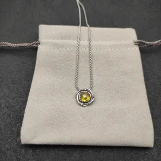 Colar Corrente Box Prata Amarelo Gema Facetada