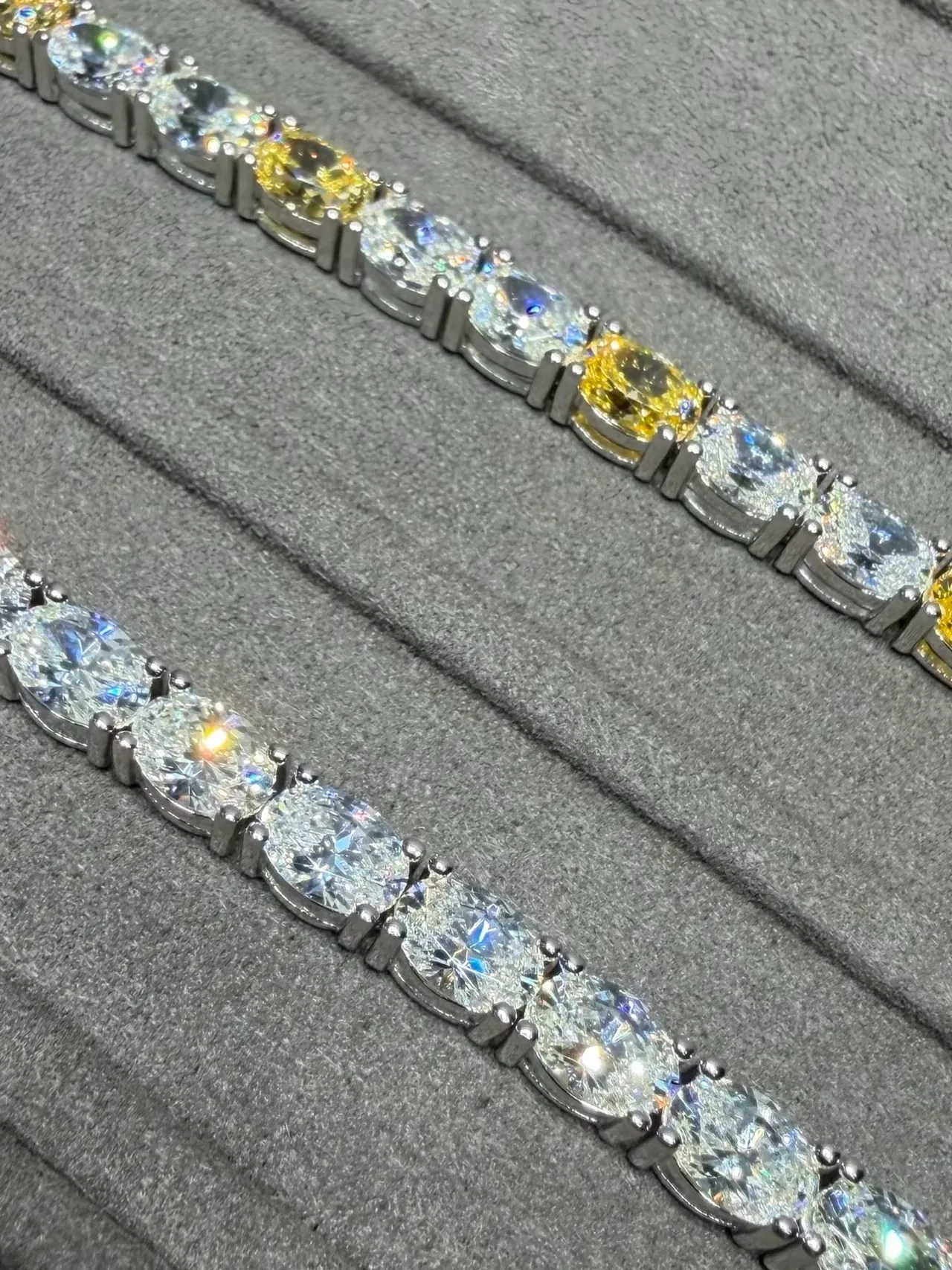 Silver Yellow Oval-Cut Stones Prong-Set Bracelet 5