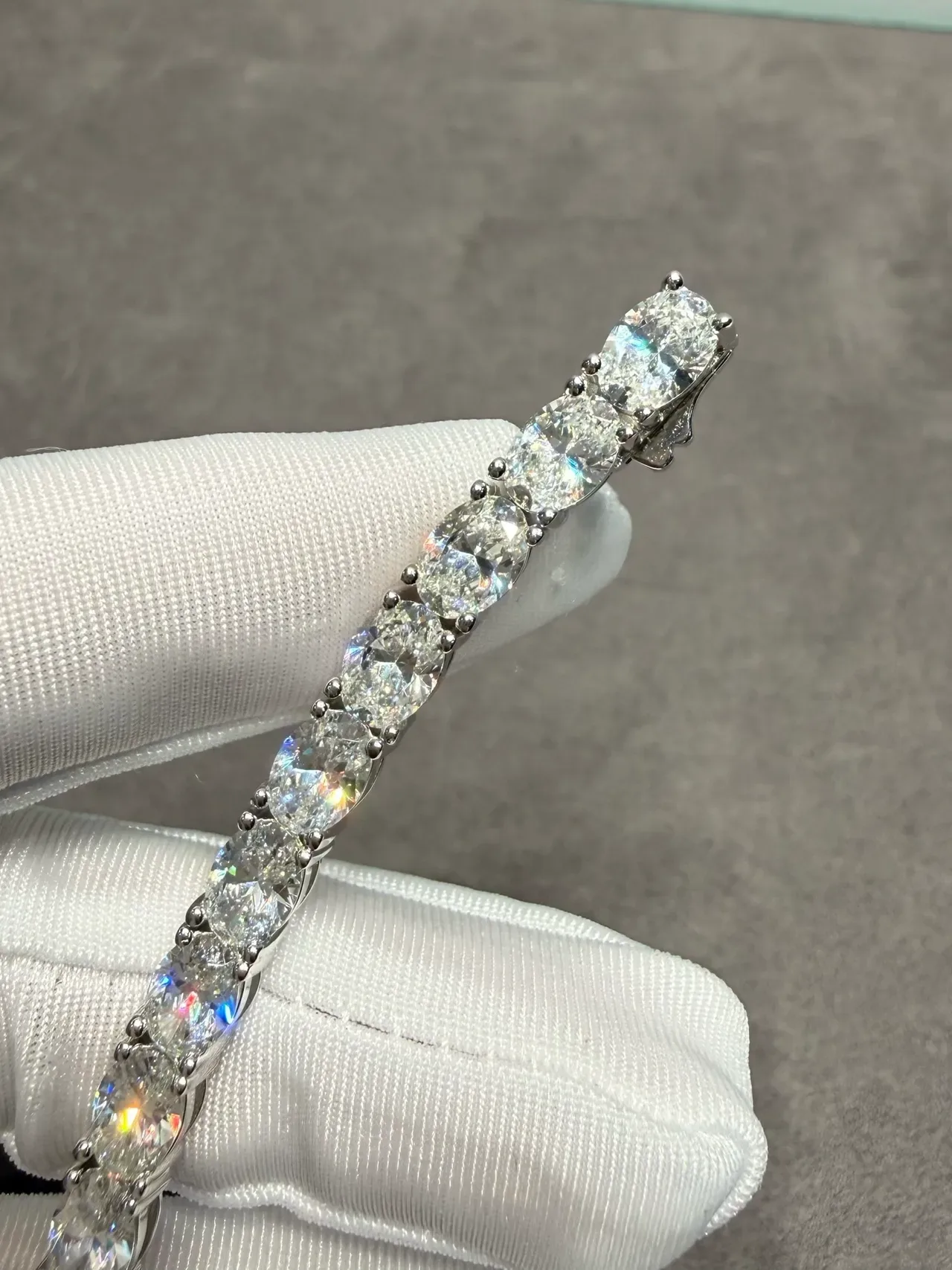 Silver Yellow Oval-Cut Stones Prong-Set Bracelet 6