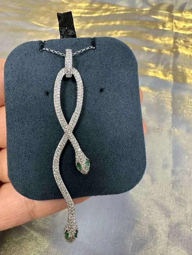 Snake Motif Pavé-Set Infinity Loop Pendant Necklace 7