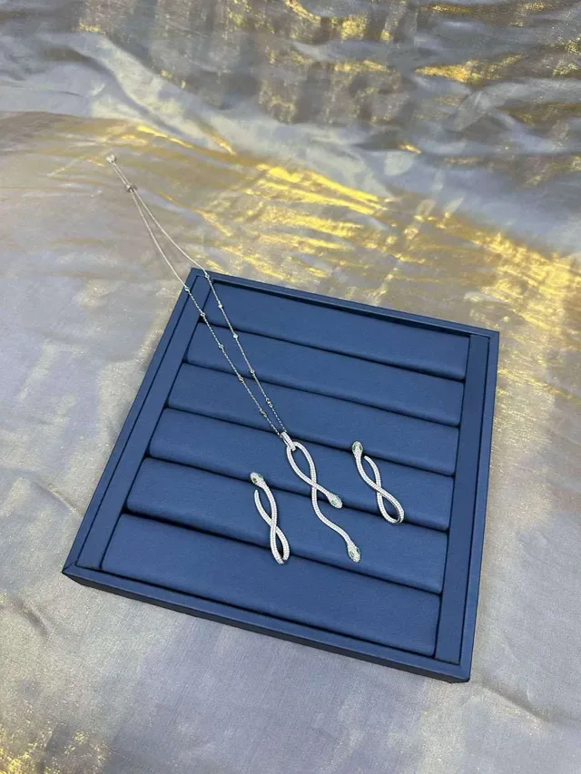 Snake Motif Pavé-Set Infinity Loop Pendant Necklace 8