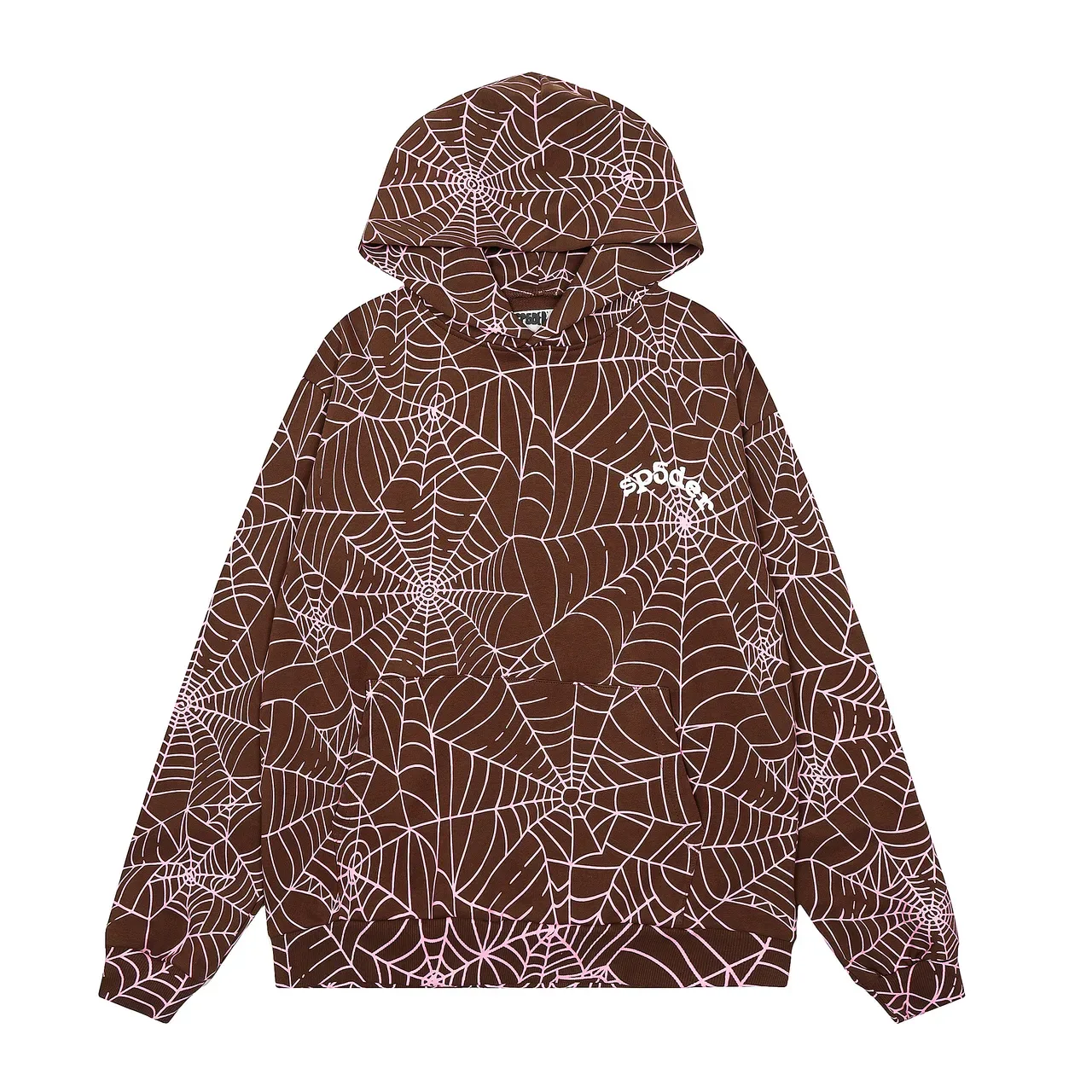 Spiderweb Print Brown Pink and Black White Matching Tracksuit 3