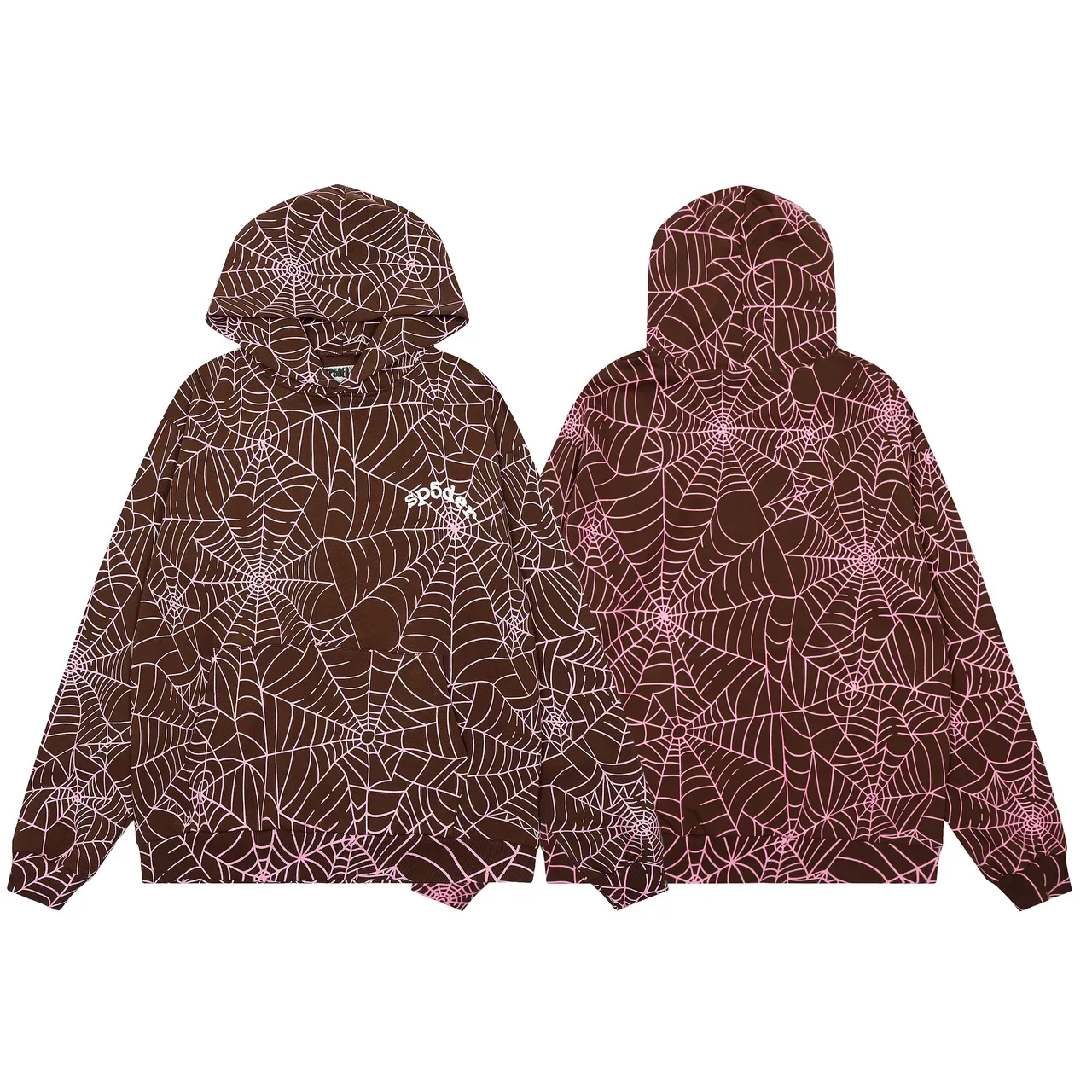 Spiderweb Print Brown Pink and Black White Matching Tracksuit 5