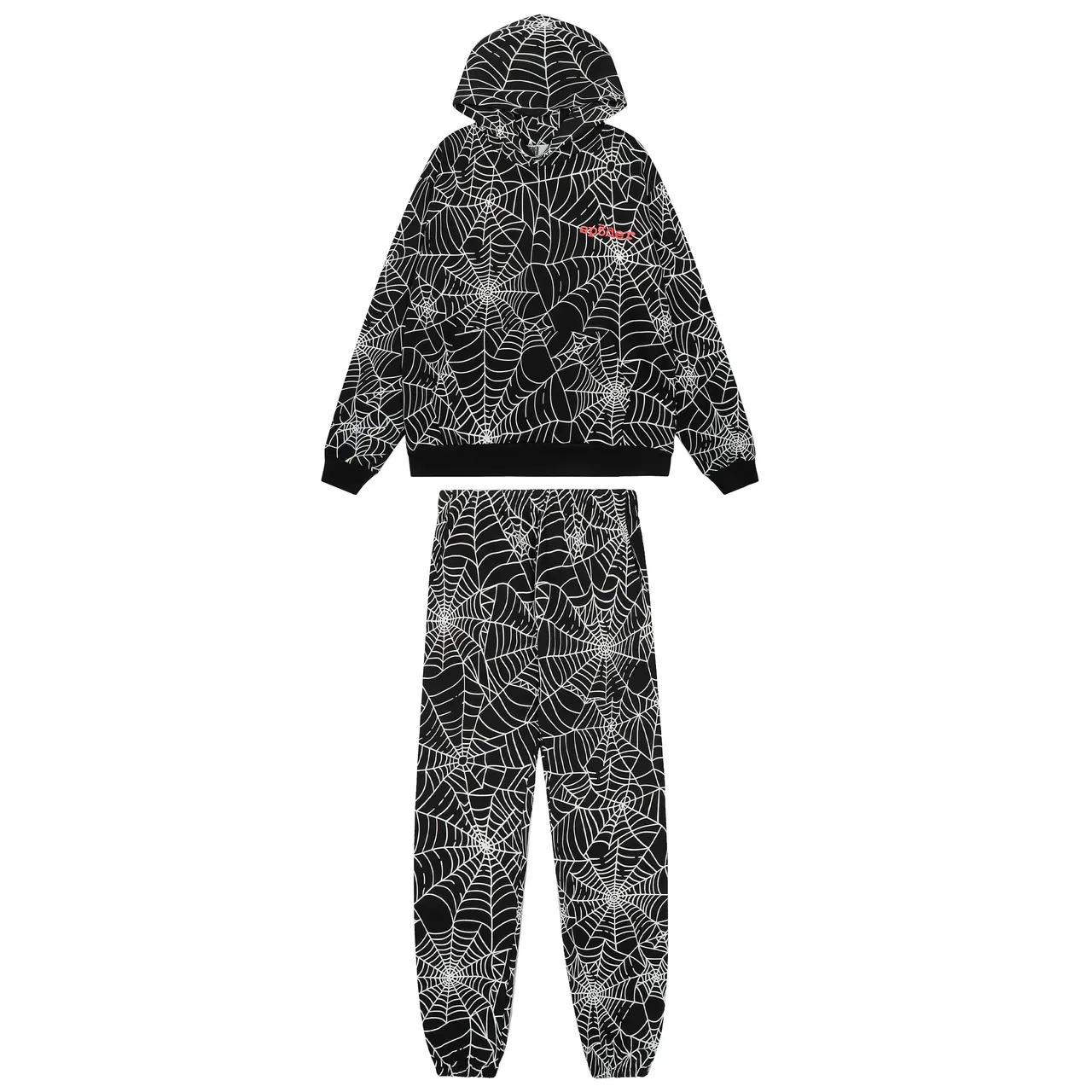 Spiderweb Print Brown Pink and Black White Matching Tracksuit 9