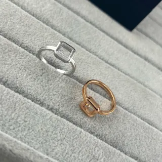 Square Bezel Open-Set Stone Rings