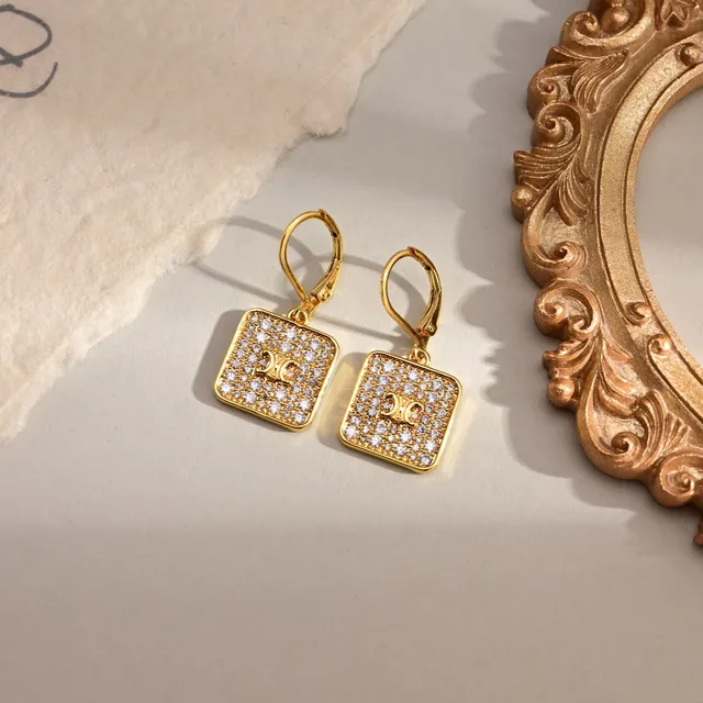 Square Pavé-Set Monogram Pendant Necklace 3