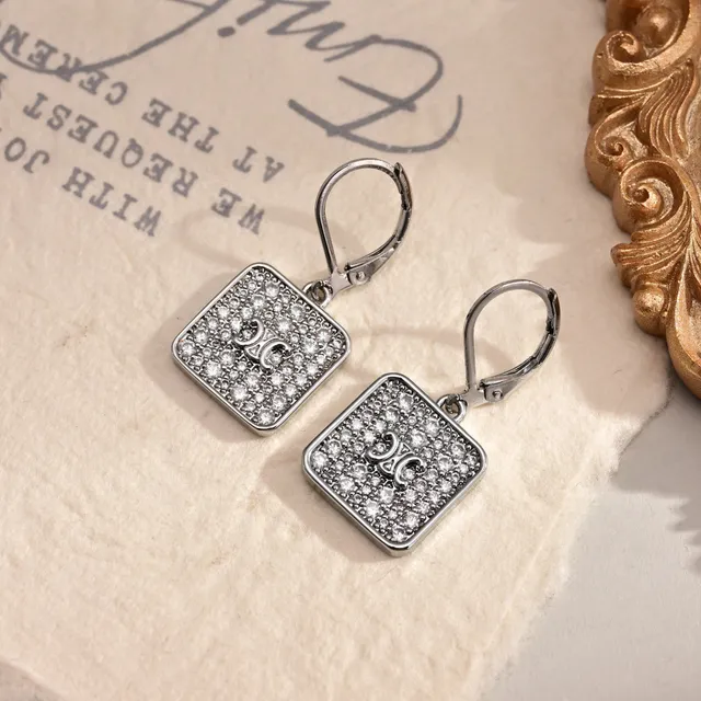 Square Pavé-Set Monogram Pendant Necklace 5