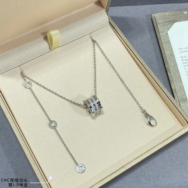 Stacked Cylindrical Pavé Crystal Pendant Necklace 5