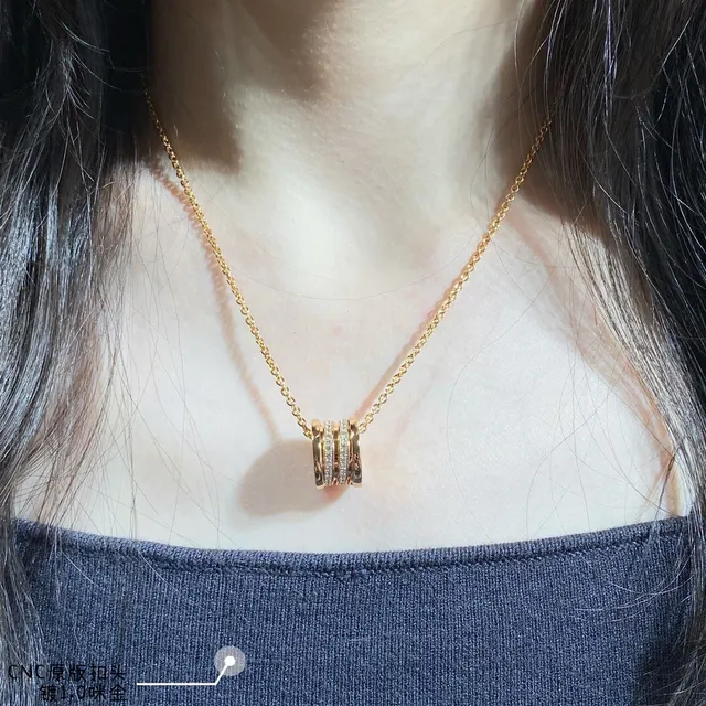Stacked Cylindrical Pavé Crystal Pendant Necklace 8