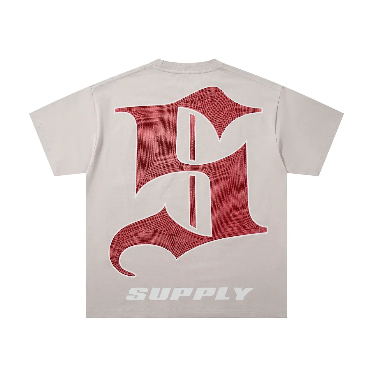 SUPPLY Beige Red Graphic Print Oversized Fit T-Shirt 4