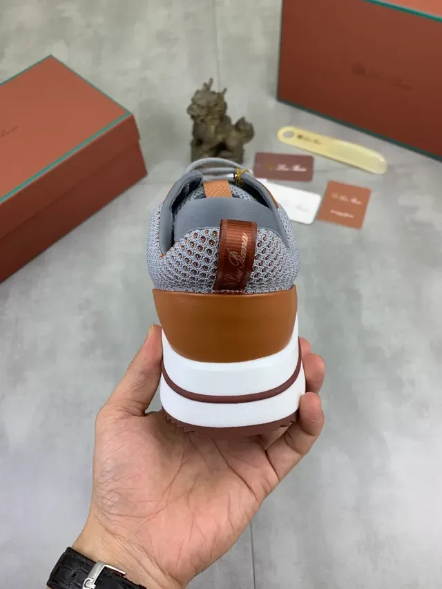 Tan and Gray Knit Mesh Low-Top Lifestyle Sneaker 2