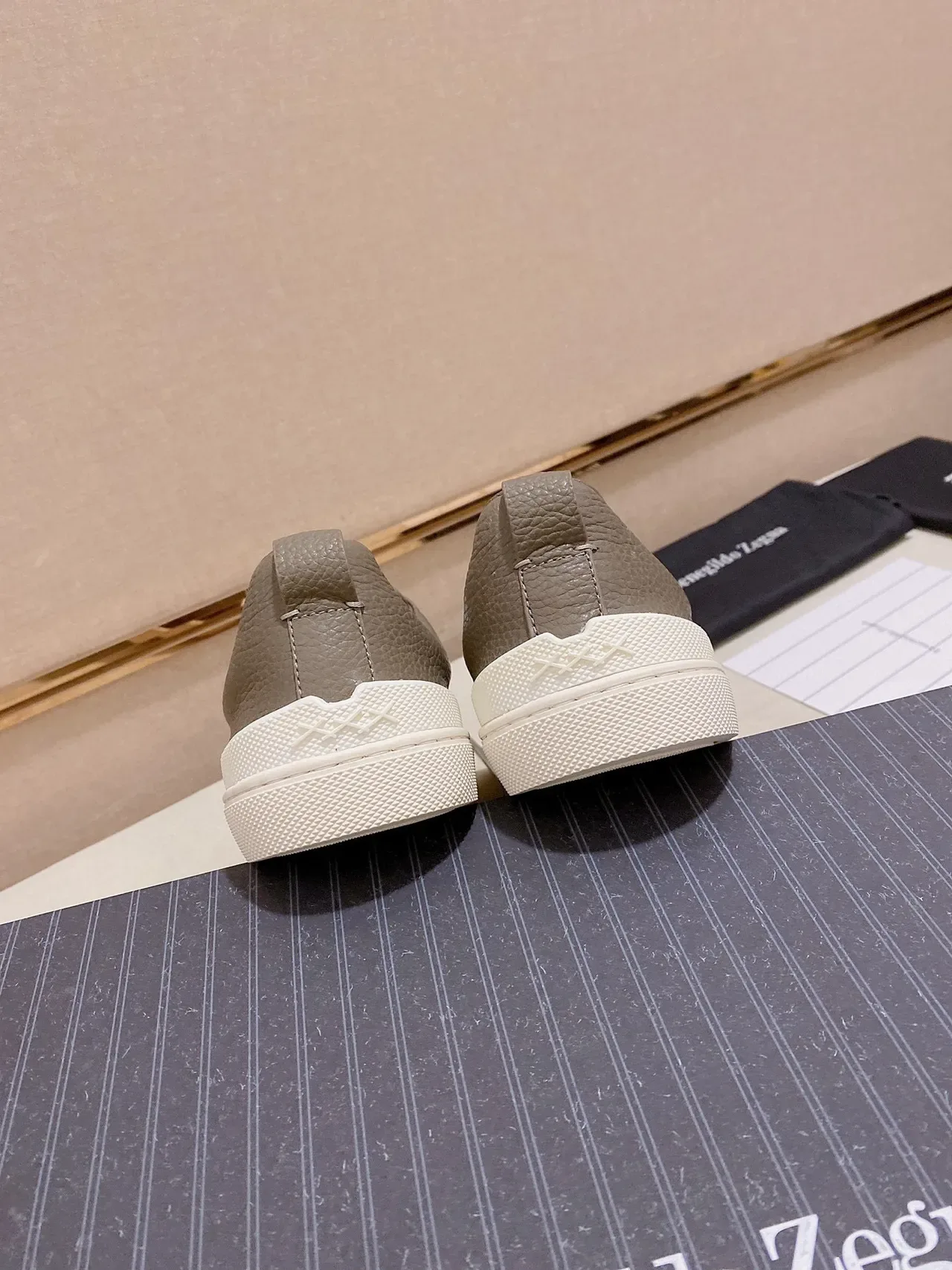 Taupe Leather Slip-On Lifestyle Sneaker 3