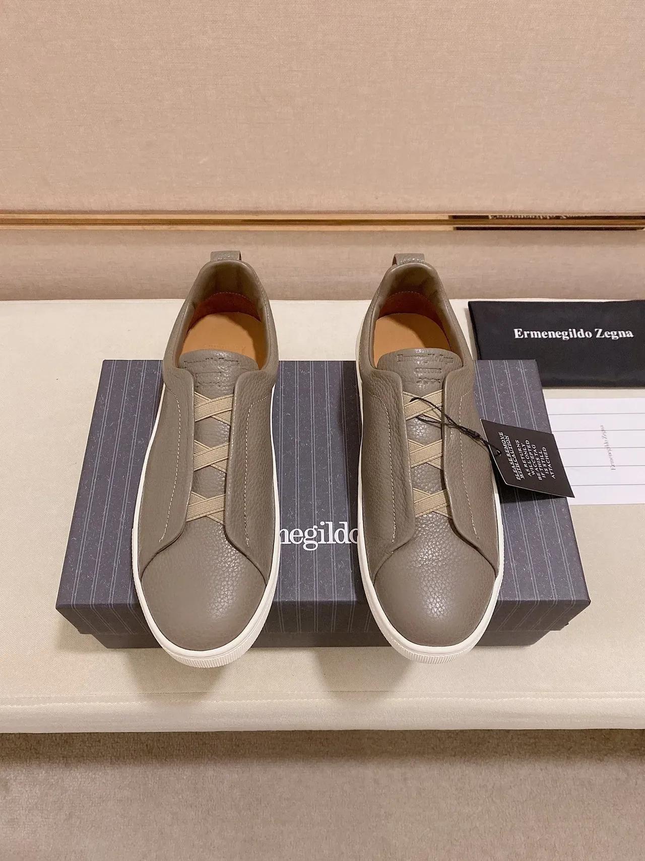 Taupe Leather Slip-On Lifestyle Sneaker 4