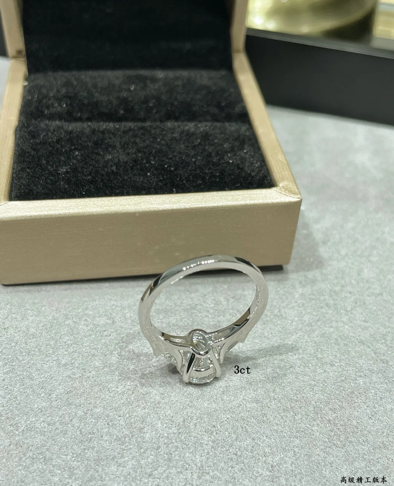Three-Stone Round Brilliant and Tapered Baguette Diamond Ring 3